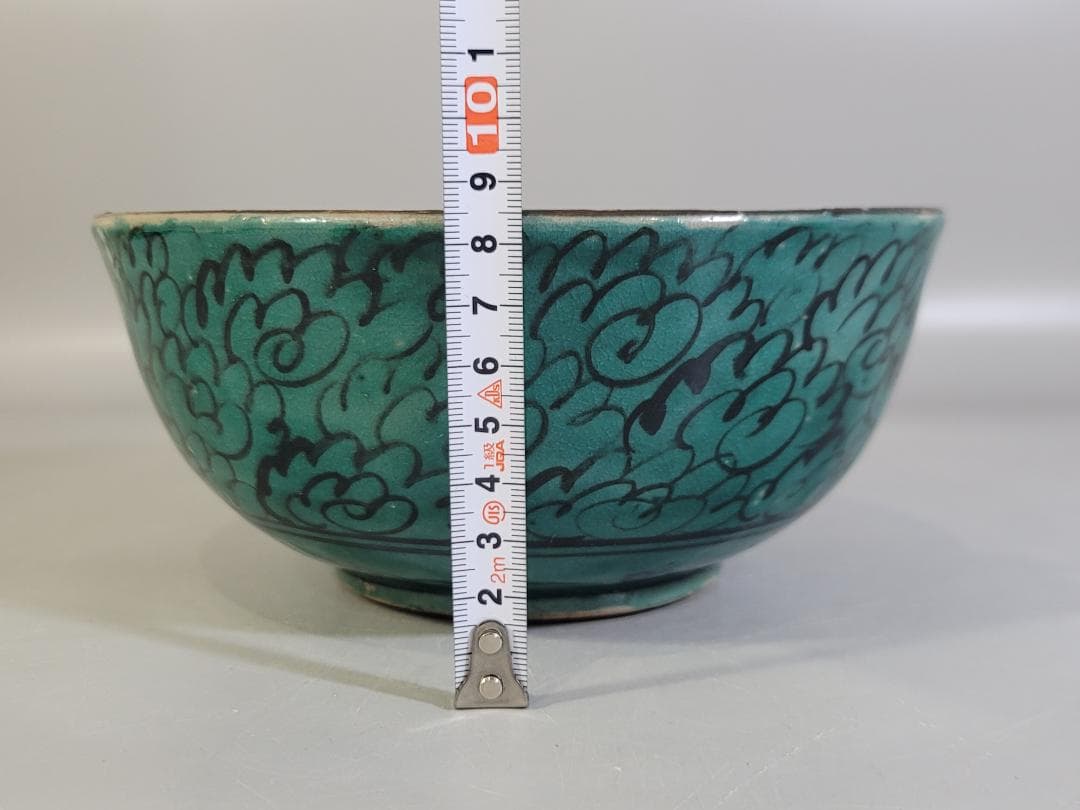 古九谷 花草模様 碗 時代物 DT248