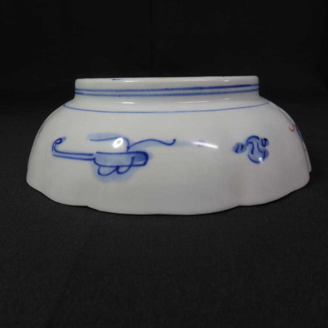 なます皿 古伊万里 5枚 色絵付 染付 江戸 松竹梅 梅と鶴 寶づくし 窯傷