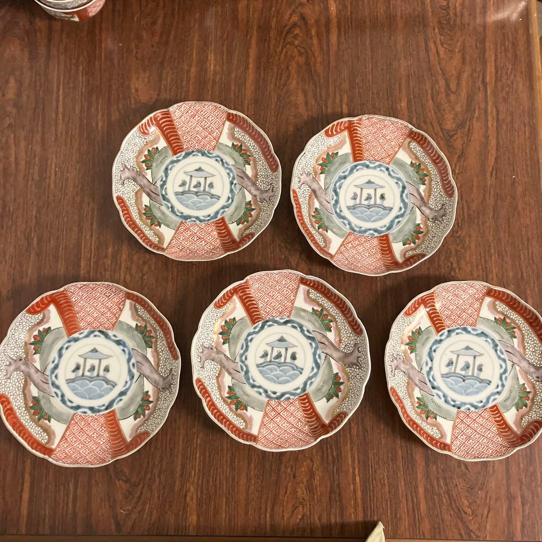 江戸〜明治初期 古伊万里 金彩 色絵 桜 7寸皿 21cm