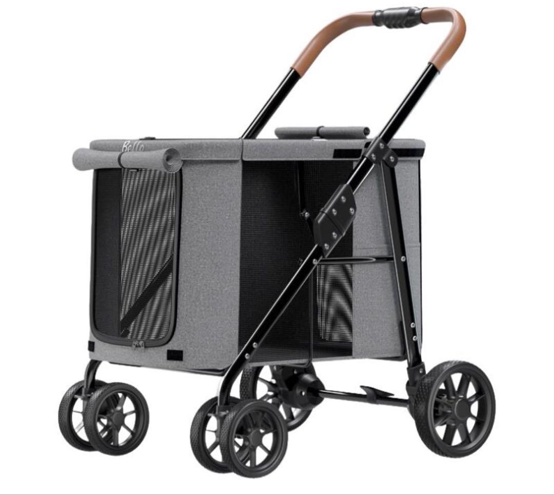 ワンタッチ　折りたたみペットカート グレー