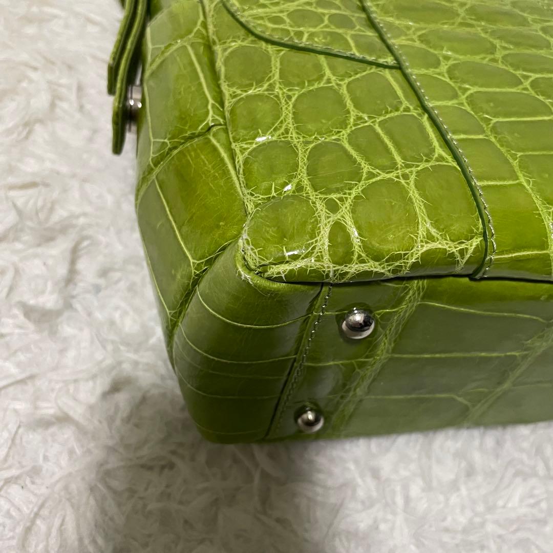 極美品/希少色　JRA認証　リアルクロコダイル　2wayショルダーバッグ　緑