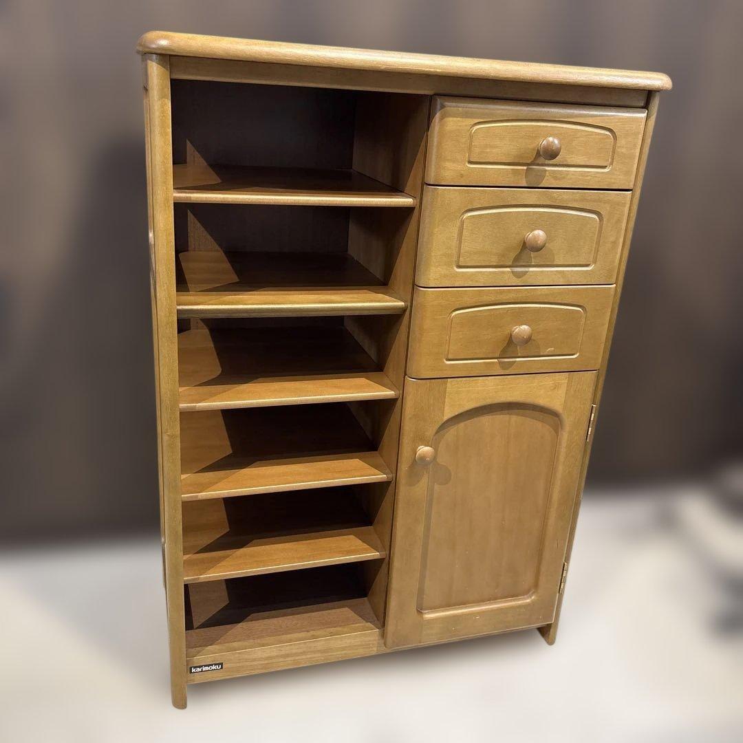 カリモク　スリッパラック　ナチュラルウッド キャビネット