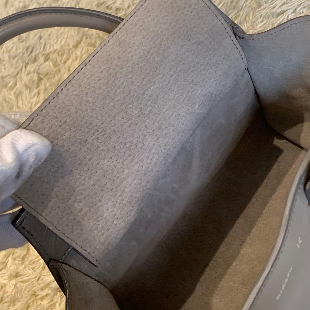 美品✨HIROFU ランポ ハンドバッグ レザー ロゴ刻印 グレー