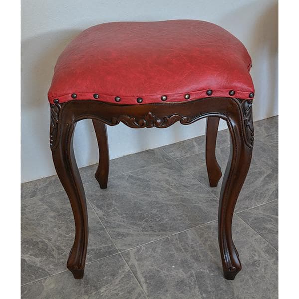 お値下げ！　ロココ調　猫脚スツール　PVCレッド　 新品　宮廷風　華やかな雰囲気