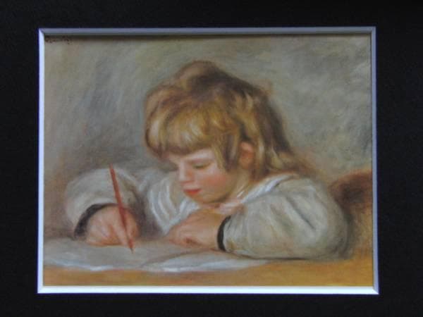 ルノワール、【絵を描くクロード・ルノワール】、希少画集画、新品高級額・額装付