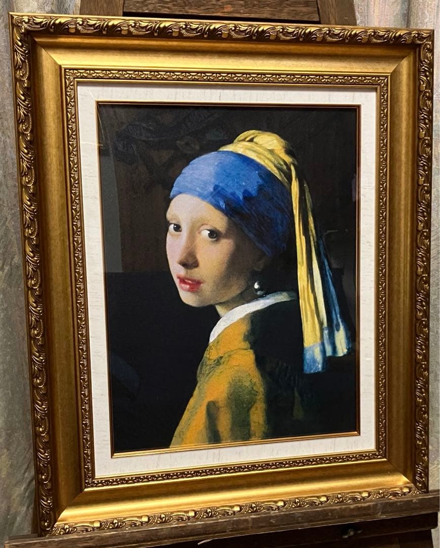 フェルメール　真珠の耳飾りの少女　額付き立体複製画