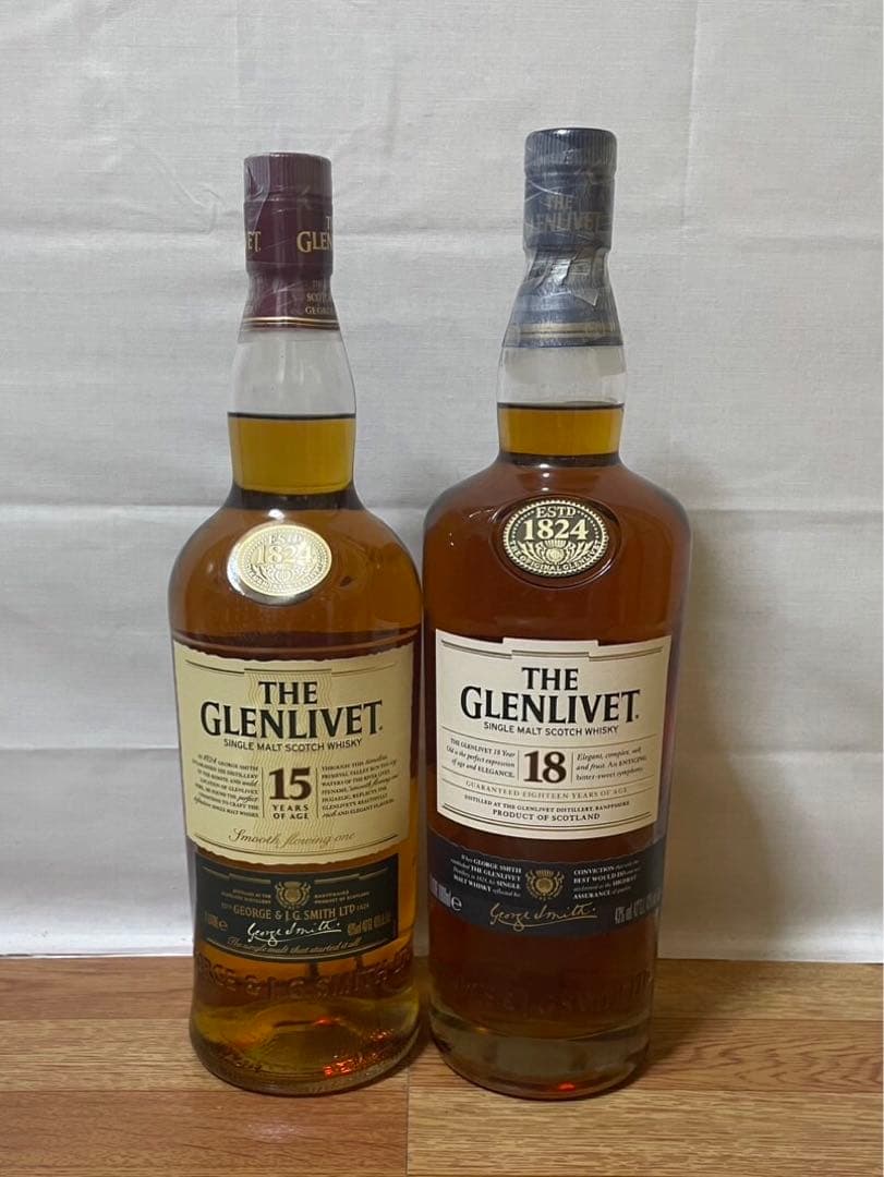 旧ボトル グレンリベット15年&グレンリベット18年 1L 2本