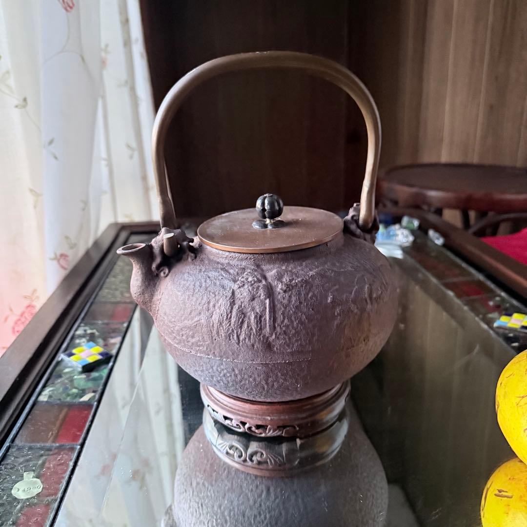 超限定1月2日20時迄‼️あったまろTETSUBIN 亀文堂姥口陽刻「松風」銘鉄瓶