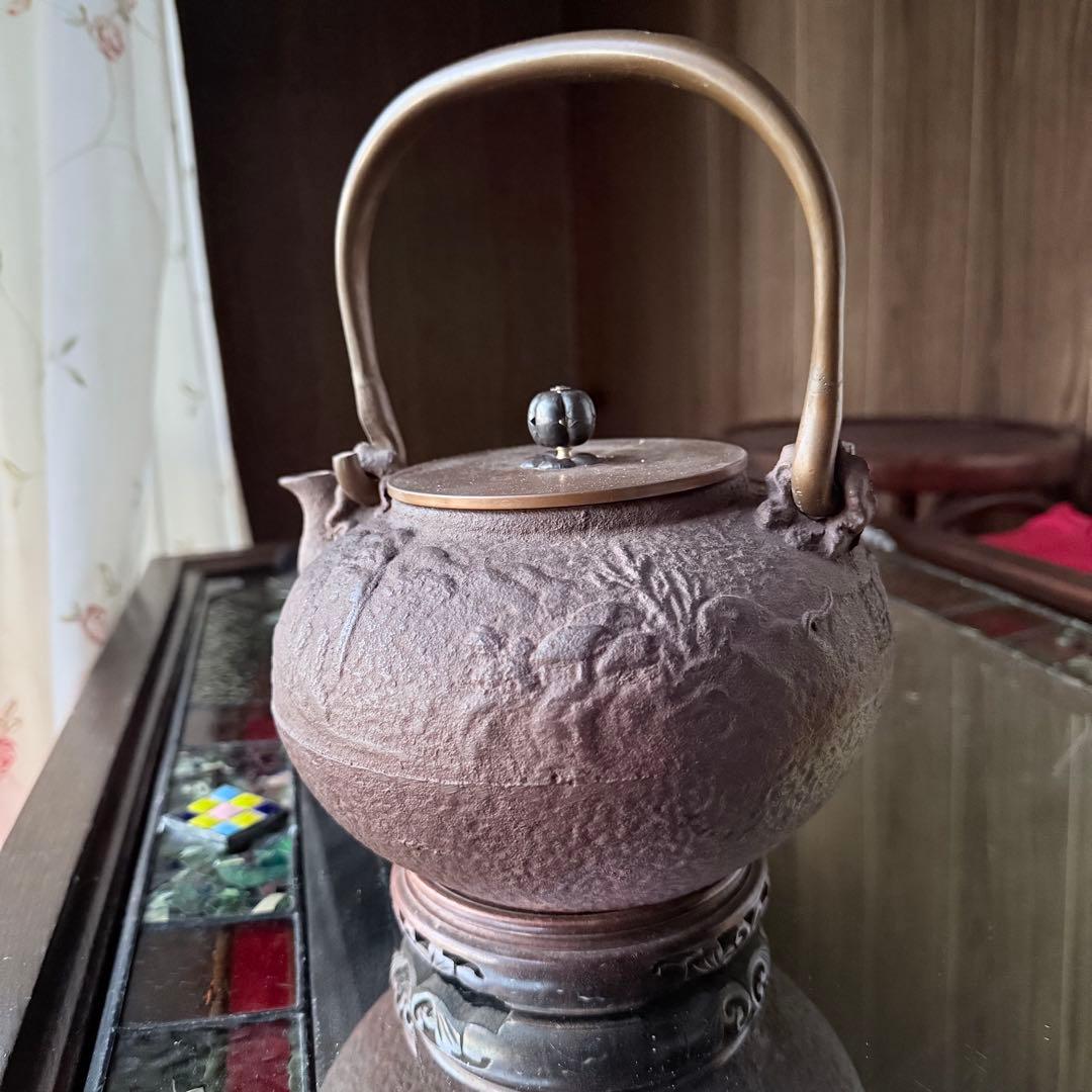 超限定1月2日20時迄‼️あったまろTETSUBIN 亀文堂姥口陽刻「松風」銘鉄瓶