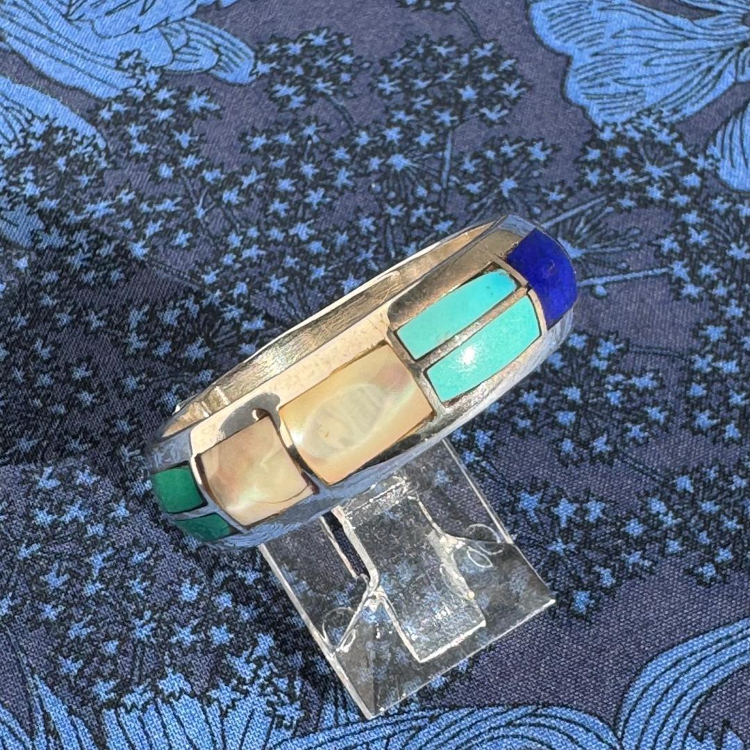 や*ま様 マルチカラー　インレイ　リング　サムリング　リング　ズニ　インディアン