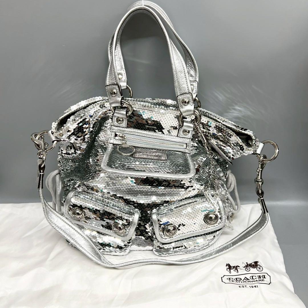 美品 COACH ショルダーバッグ ハンドバッグ スパンコール 13821