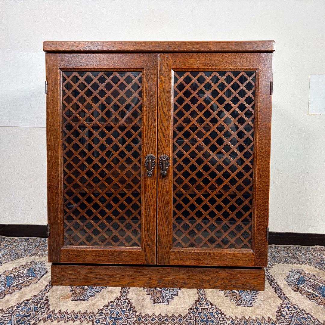 三越ブルージュ キャビネット オーク材 サイドボード ガラス戸 収納 食器棚