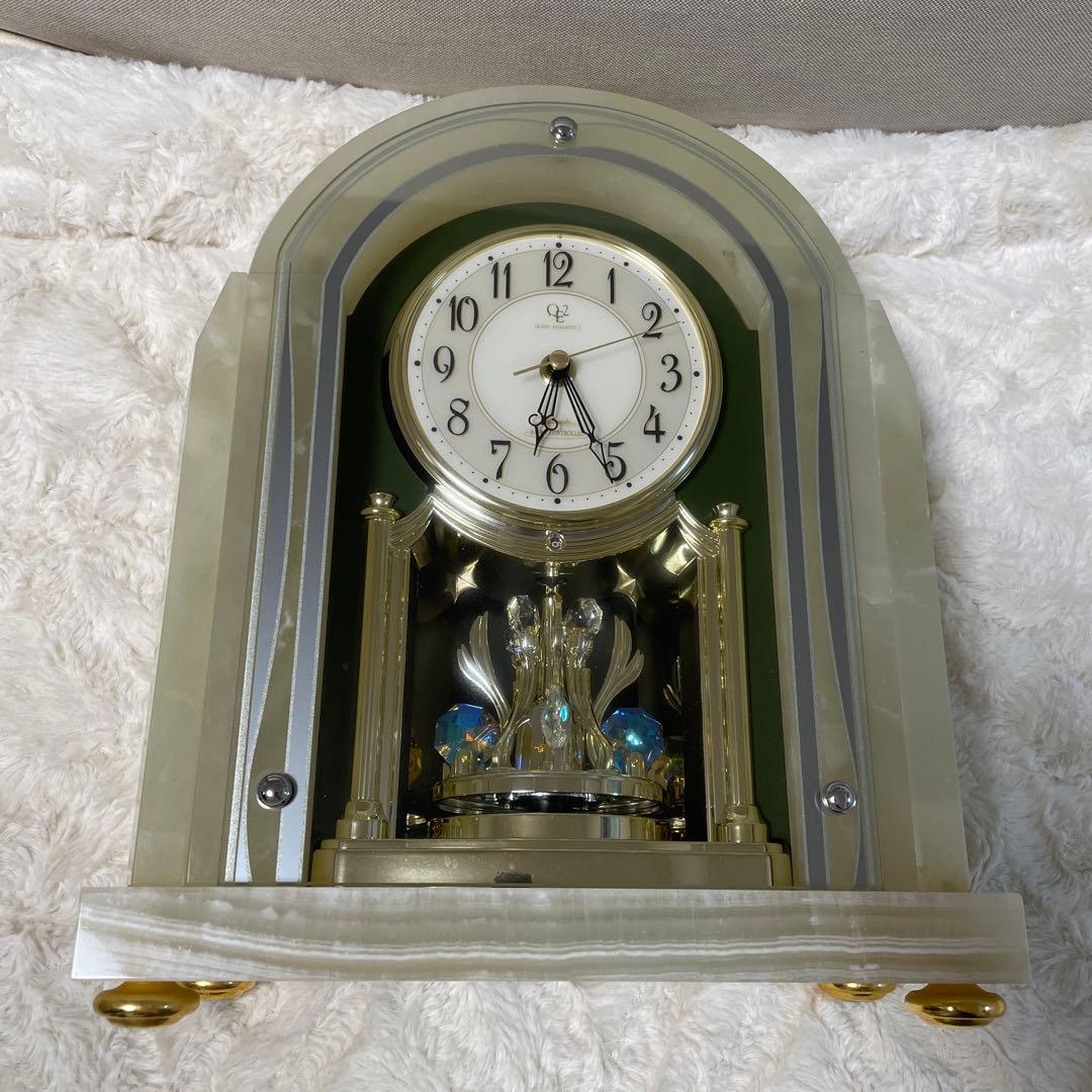 【最終値下げ⭐︎高級置き時計】クイーンエリザベス2 置き時計　大理石　からくり