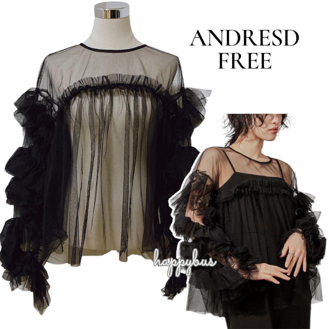 大人気⭐︎ANDRESDアンドレスド　ニアナ　ブラック　チュールフリルブラウス