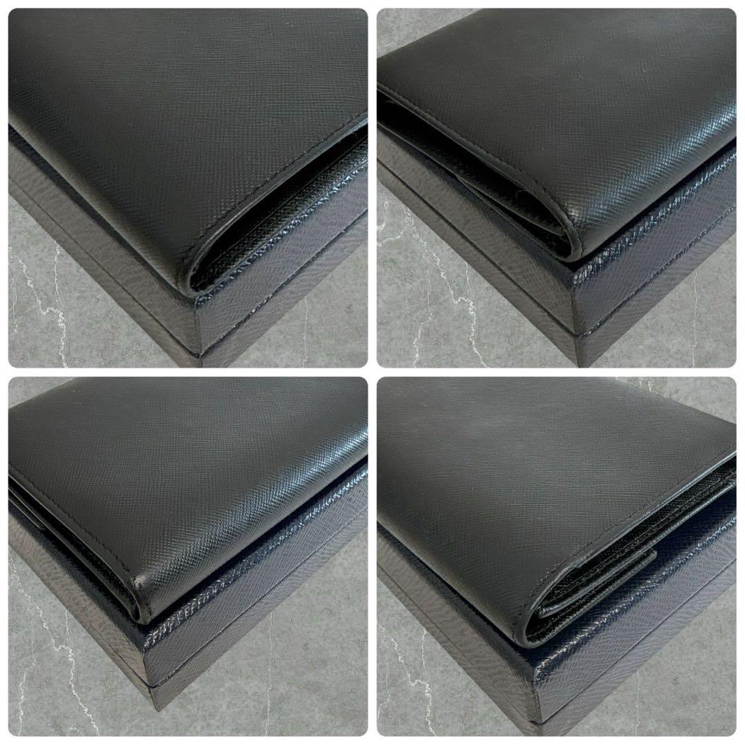 極上美品✨ PRADA プラダ 三つ折り財布 サフィアーノ ブラック 三角ロゴ