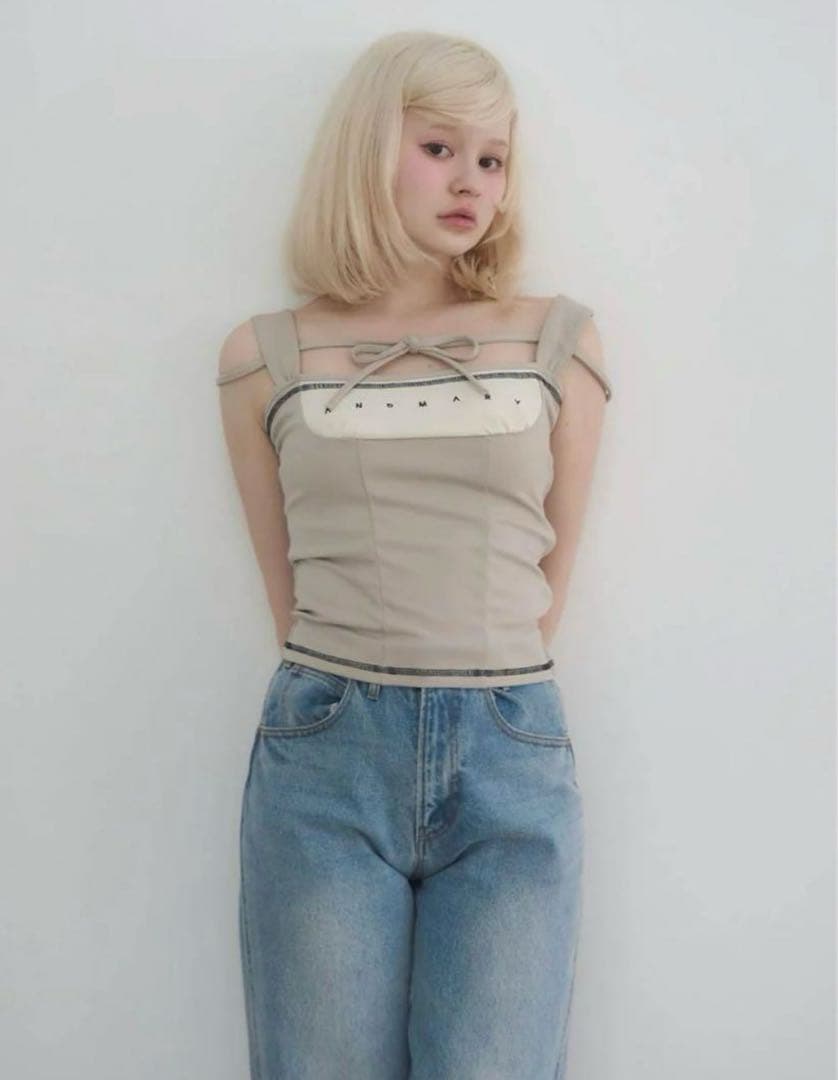andmary Luca stitch tops ベージュ