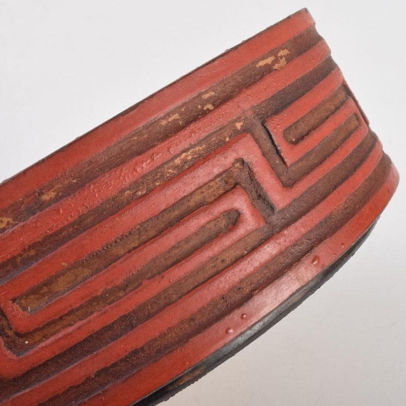 古清水薩摩焼　陶堆朱　山水文　重箱　二段重箱　拝領時代箱　C　R9138