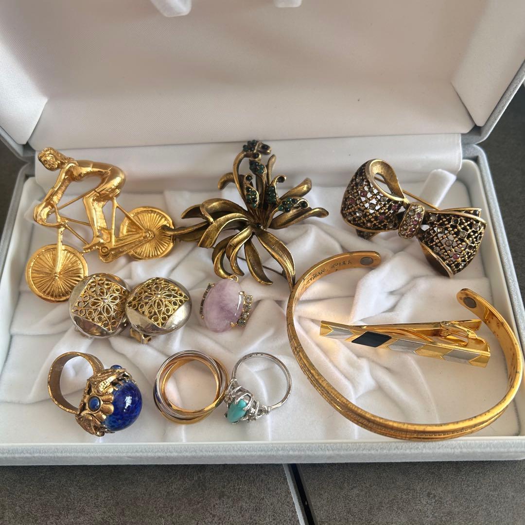 生前整理 アクセサリー k24金張 指輪 ブローチ ゴールド