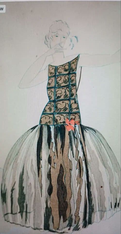 Mario　Simonの版画　La pluie d'or ドレスデザイン