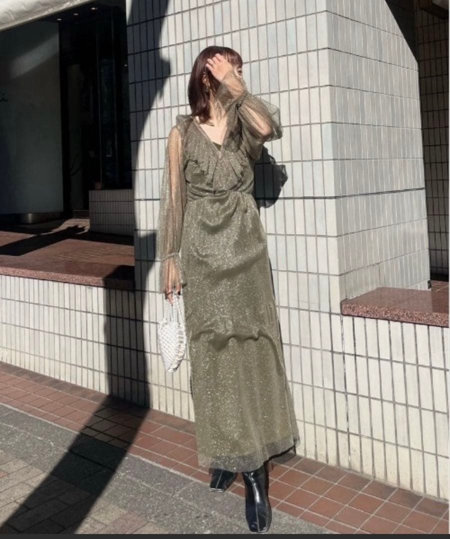 スーツ・フォーマル・ドレス GLITTER FRILL COLLAR DRESS / Ameri