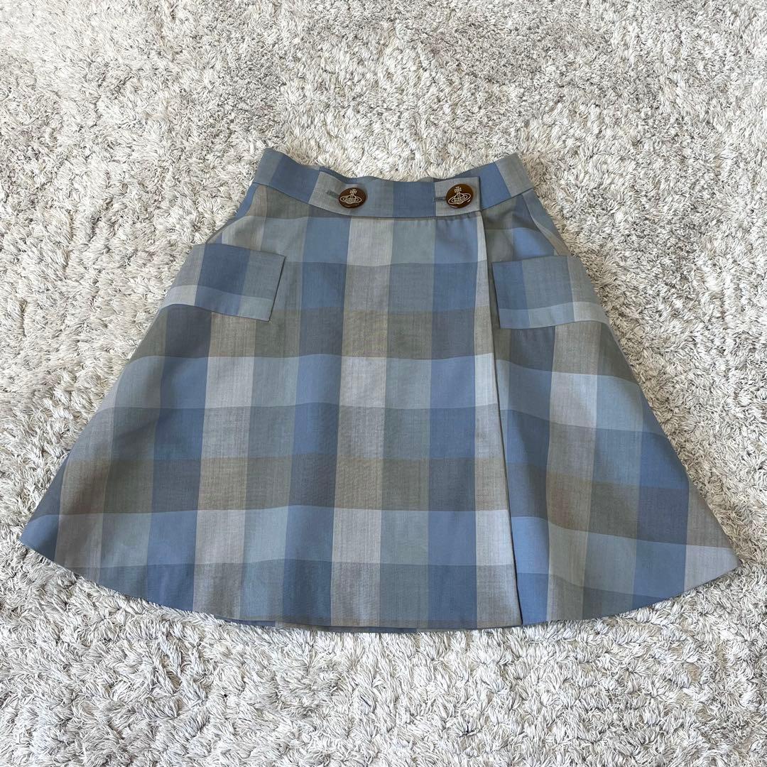 ヴィヴィアンウエストウッドレッドレーベル オーブボタン チェック柄 巻きスカート