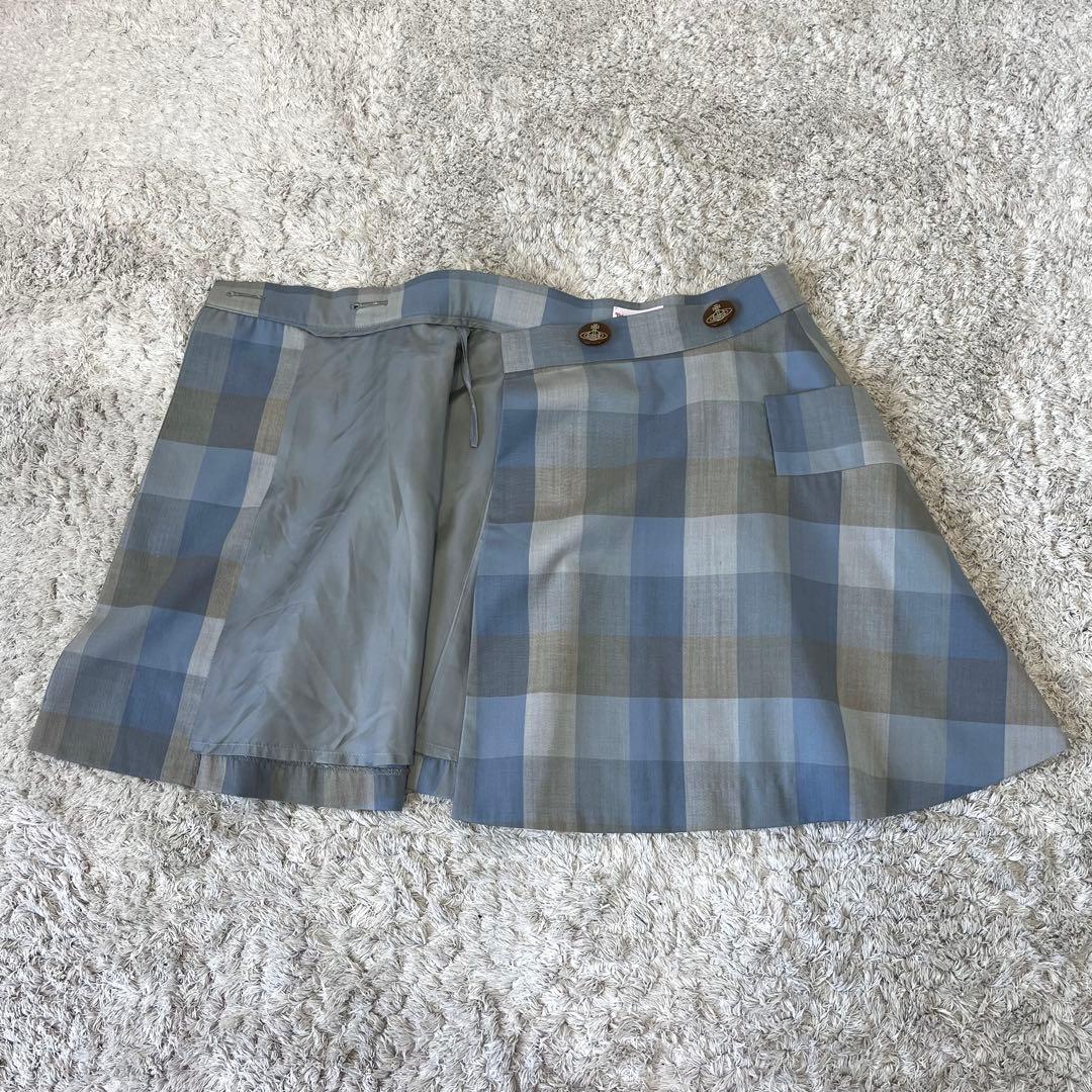 ヴィヴィアンウエストウッドレッドレーベル オーブボタン チェック柄 巻きスカート
