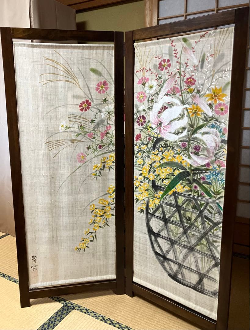 ミッチーページ:屏風、京友禅作家中村勝雲氏作