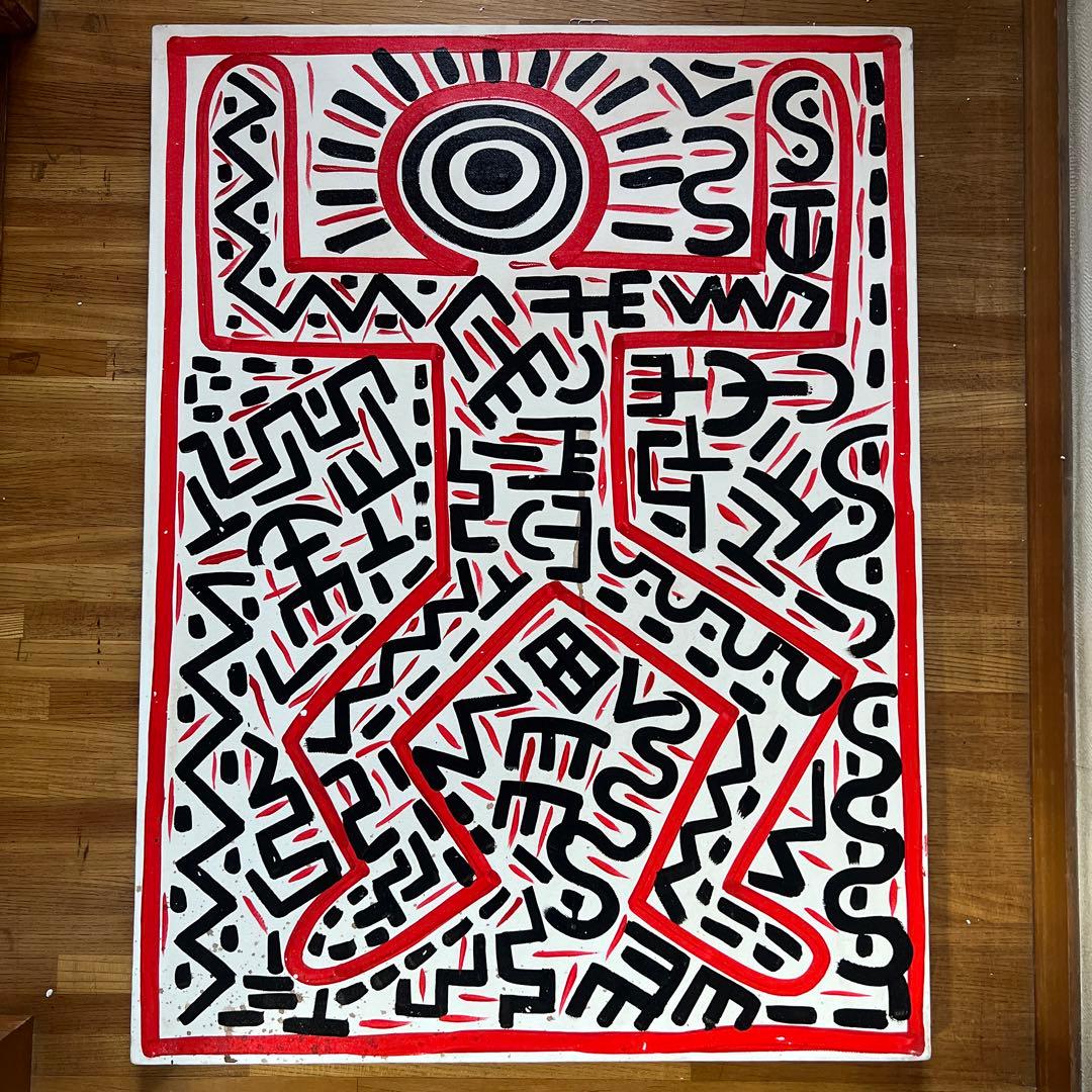 貴重　キース•ヘリング　大型肉筆油彩画