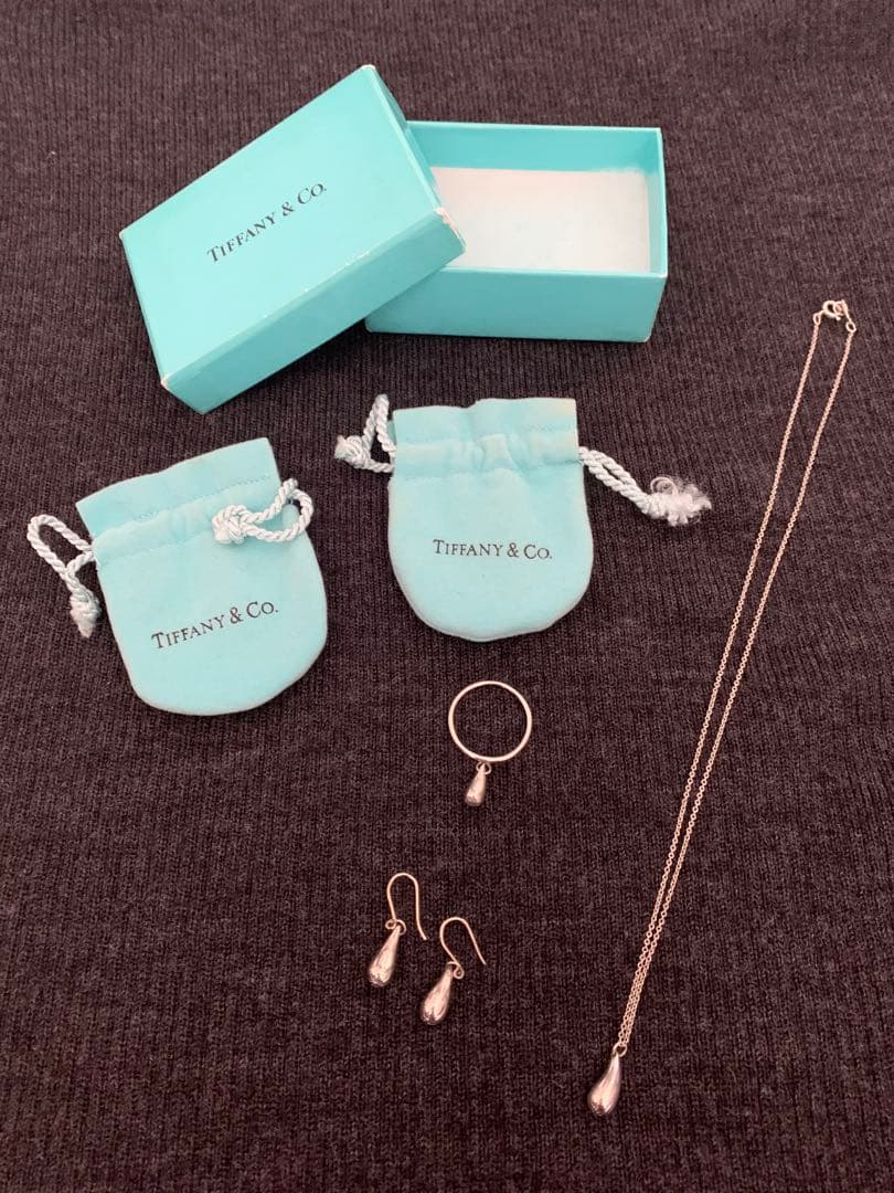 ティファニー ティアドロップ ネックレス ピアス 指輪3点セット
