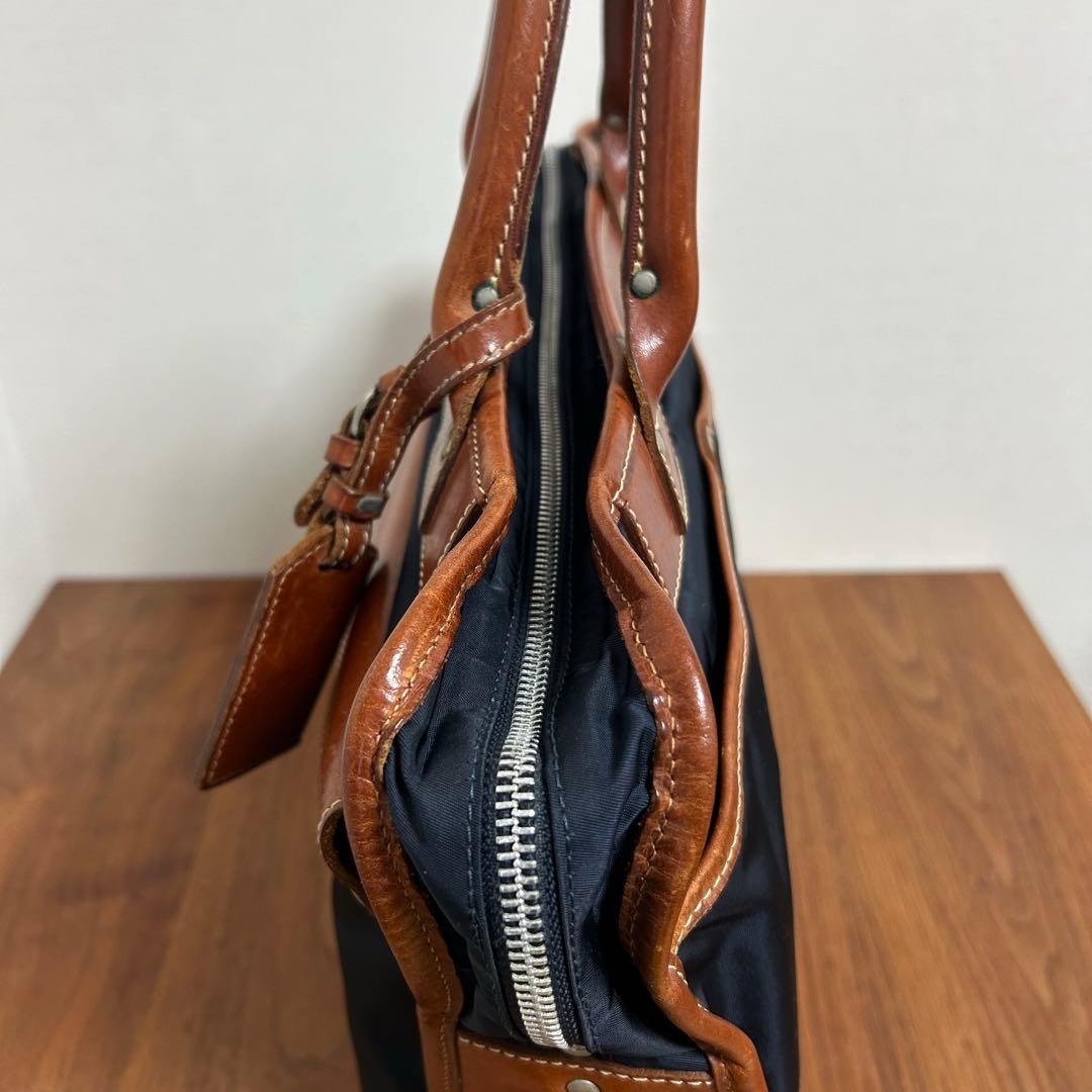 【美品】Felisi フェリージ8637/2 バッグ　ネイビー&ライトブラウン