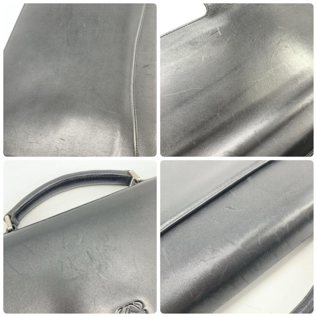 ロエベ ヴィンテージ アナグラム ビジネスバッグ ブリーフケース 本革 黒