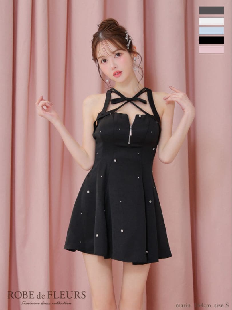 ROBE de FLEURS ブラックドレス S