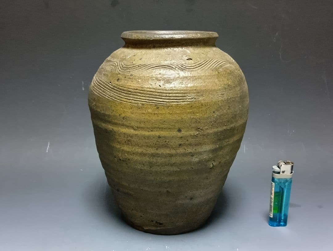 s*a様 古備前波状紋壷/桂又三郎鑑定箱入り