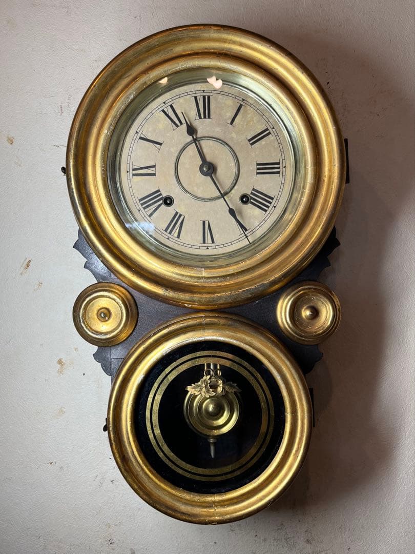 程度良！半打有！イングラハム 金ダルマ　柱時計　古時計　振り子　レトロ　精工舎