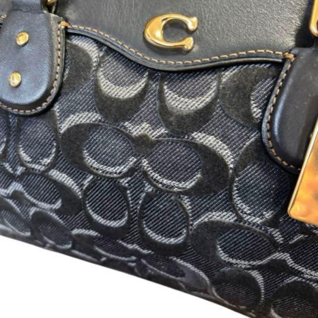 【美品】希少　COACH 2way バッグ シグネチャー　デニム　ボストン