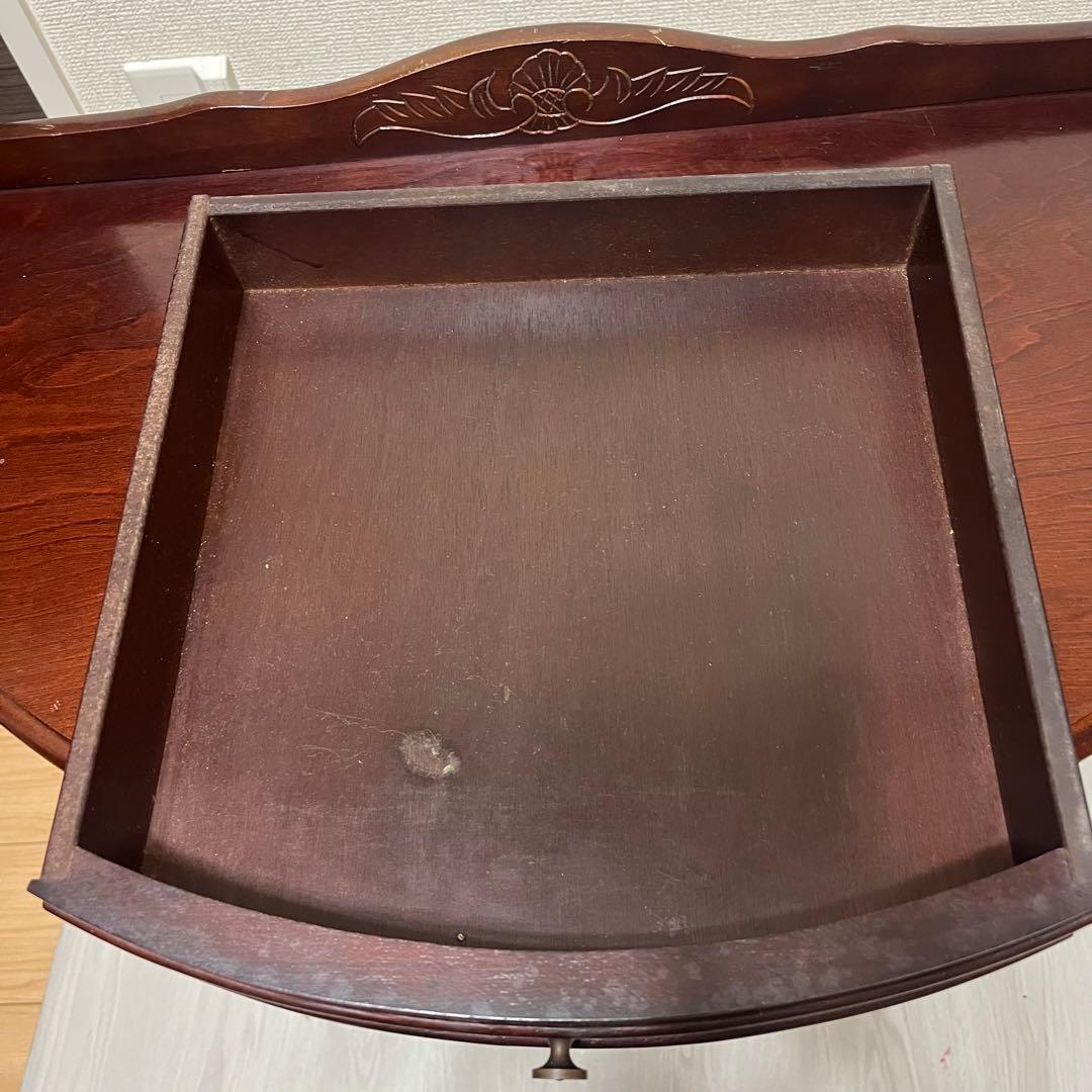 フジ　猫脚コンソール 引き出し付　ハーフムーンテーブル