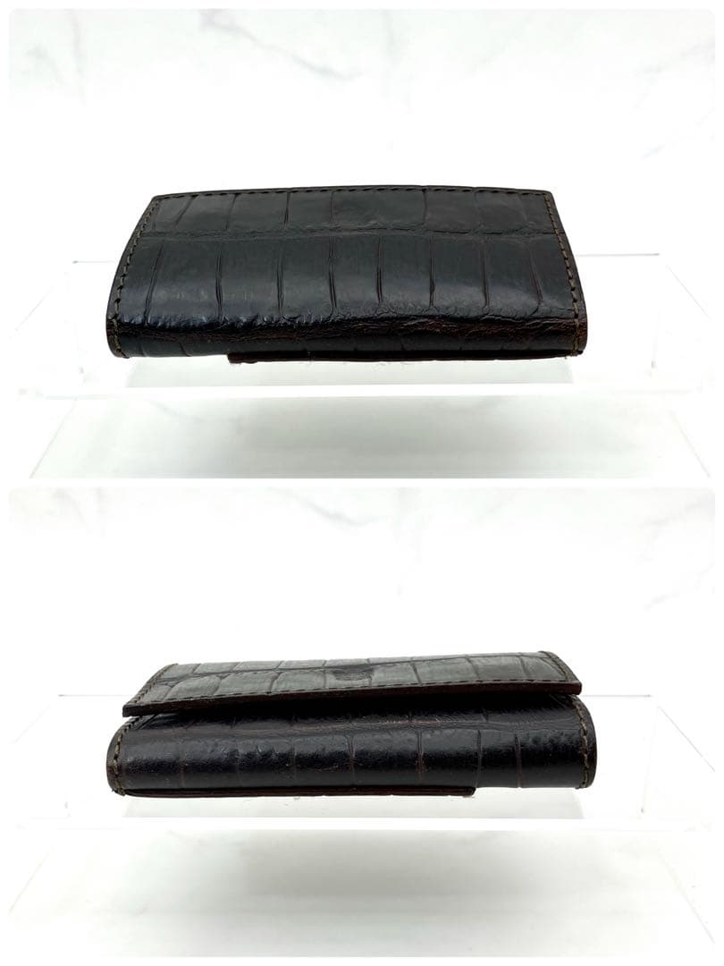 41【新品未使用】Felisi 4連レザーキーケース本革 クロコ ダークブラウン