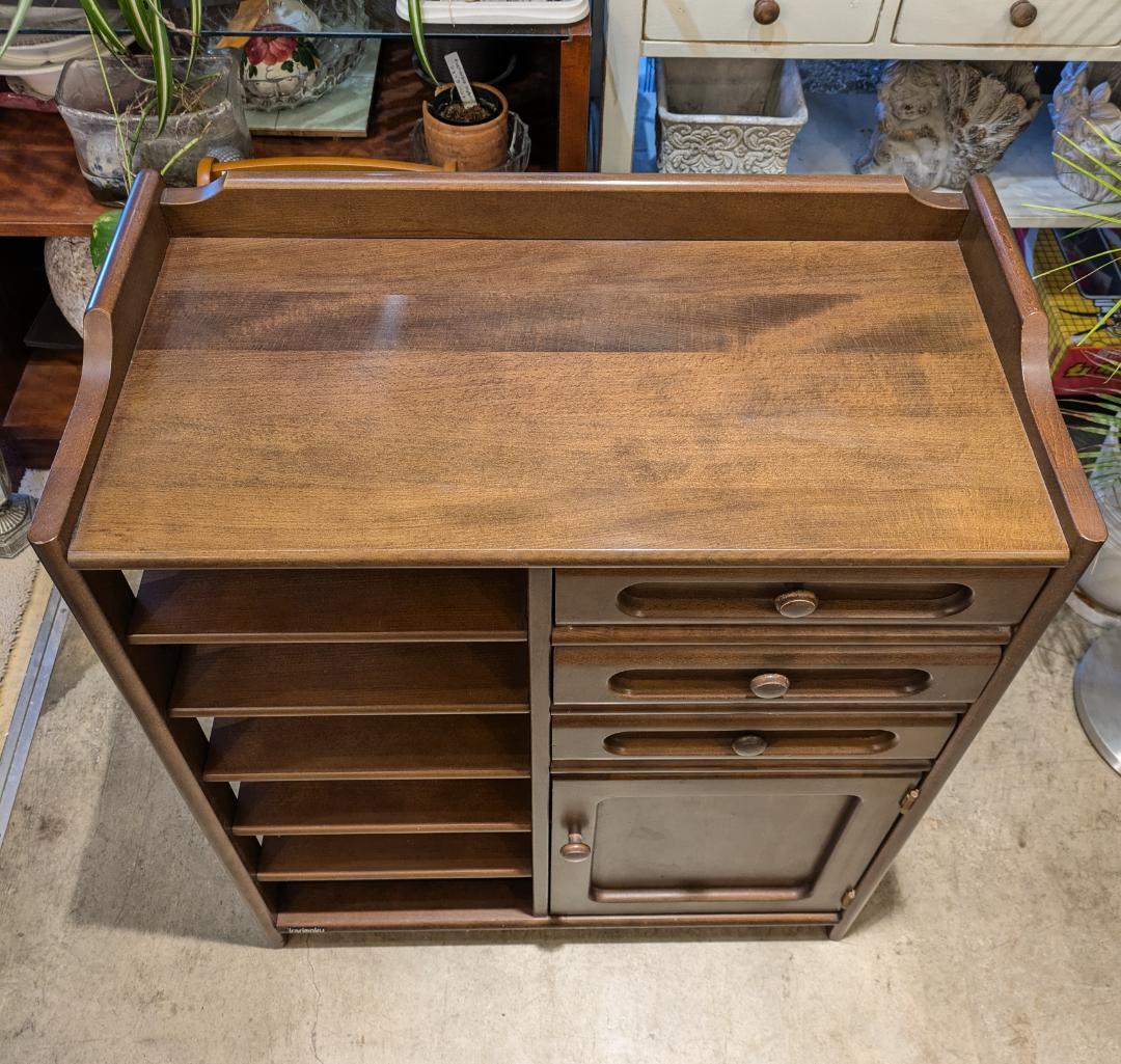 【美品】カリモク ミニサイドボード 電話台 FAX台 木製 収納家具 サイド収納
