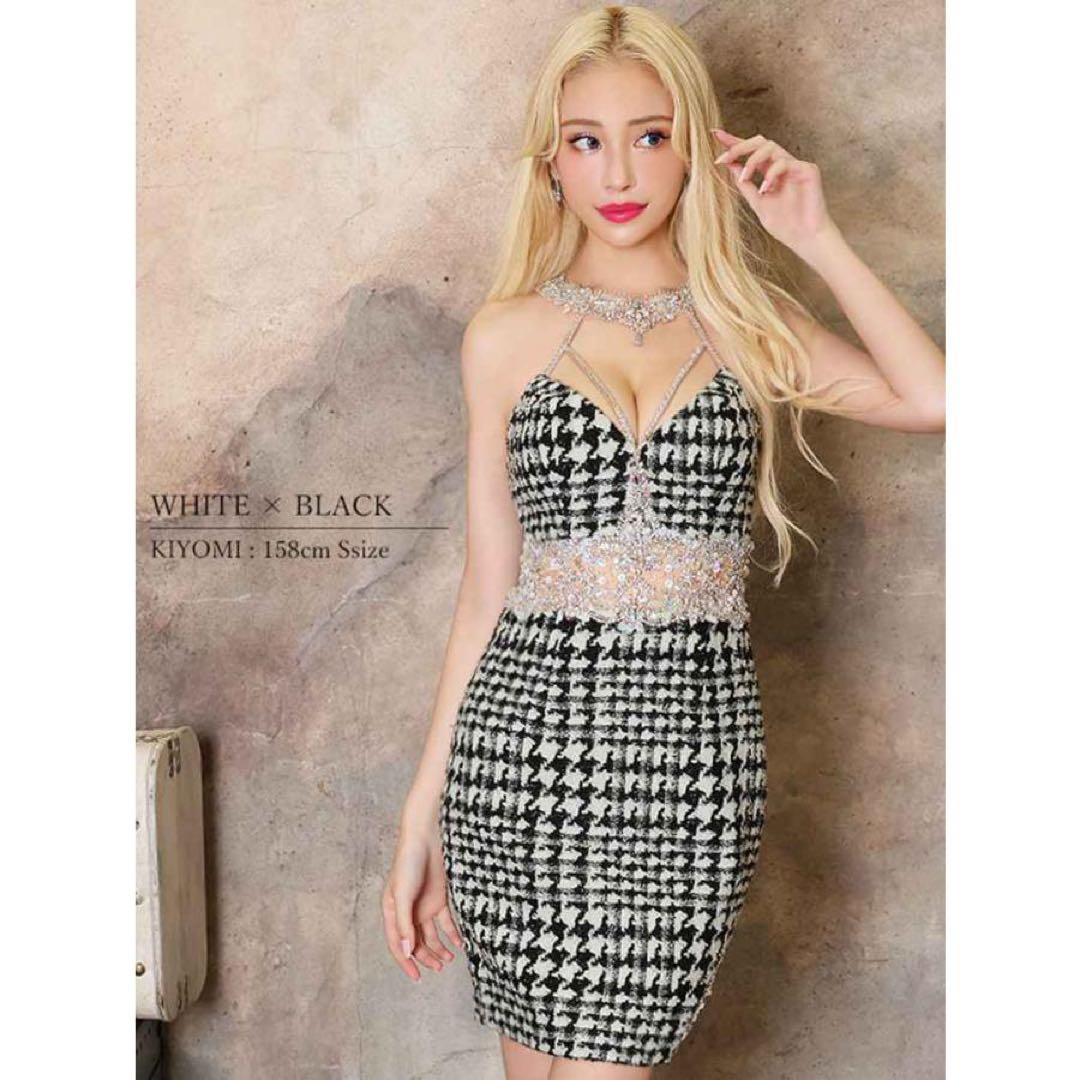 Angel R 千鳥柄ラメ入りツイードタイト　キャバドレス