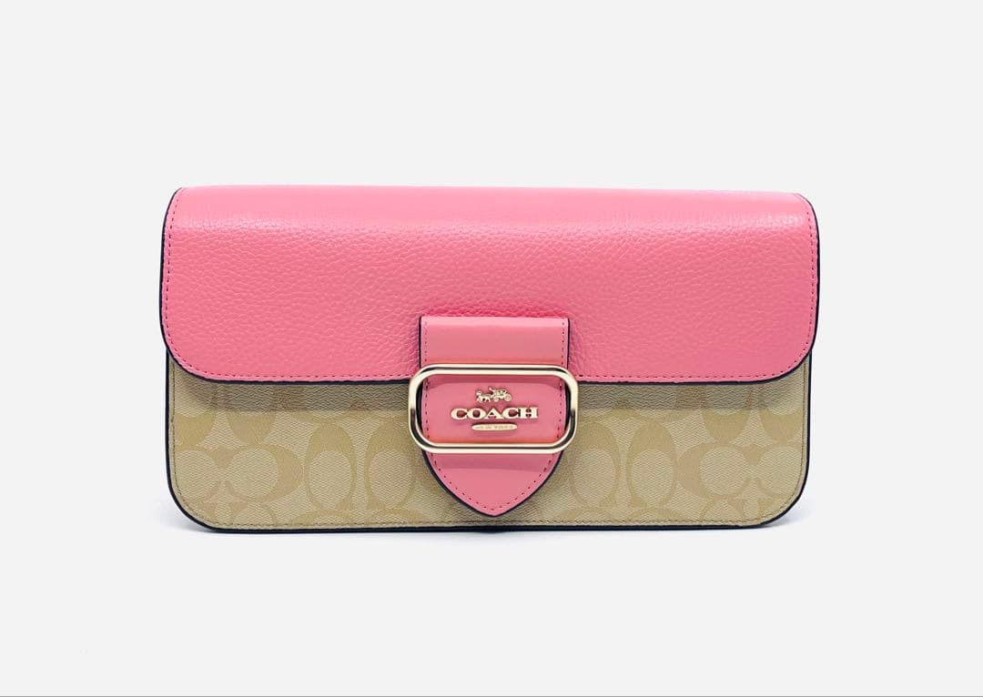 【新品・未使用】COACH シグネチャー ピンク フラップ ショルダーバッグ