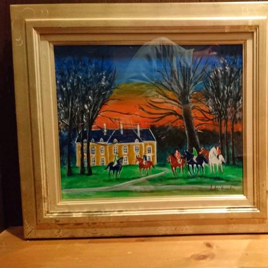 絵画 馬 額装油絵