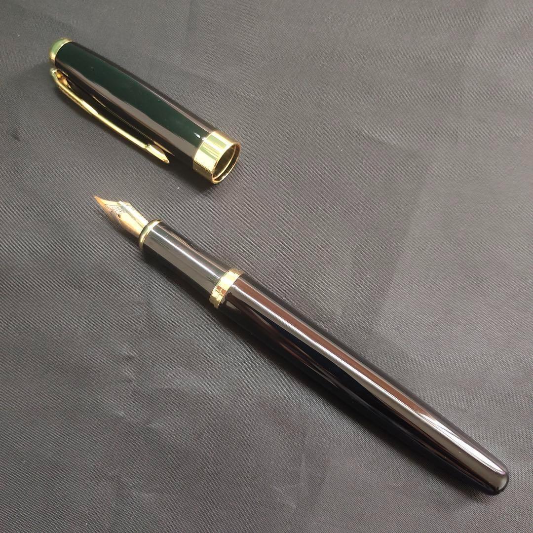 @黒い万年筆 金メッキ装飾 1