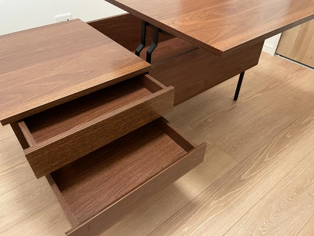 ウッド調ローテーブル 昇降式