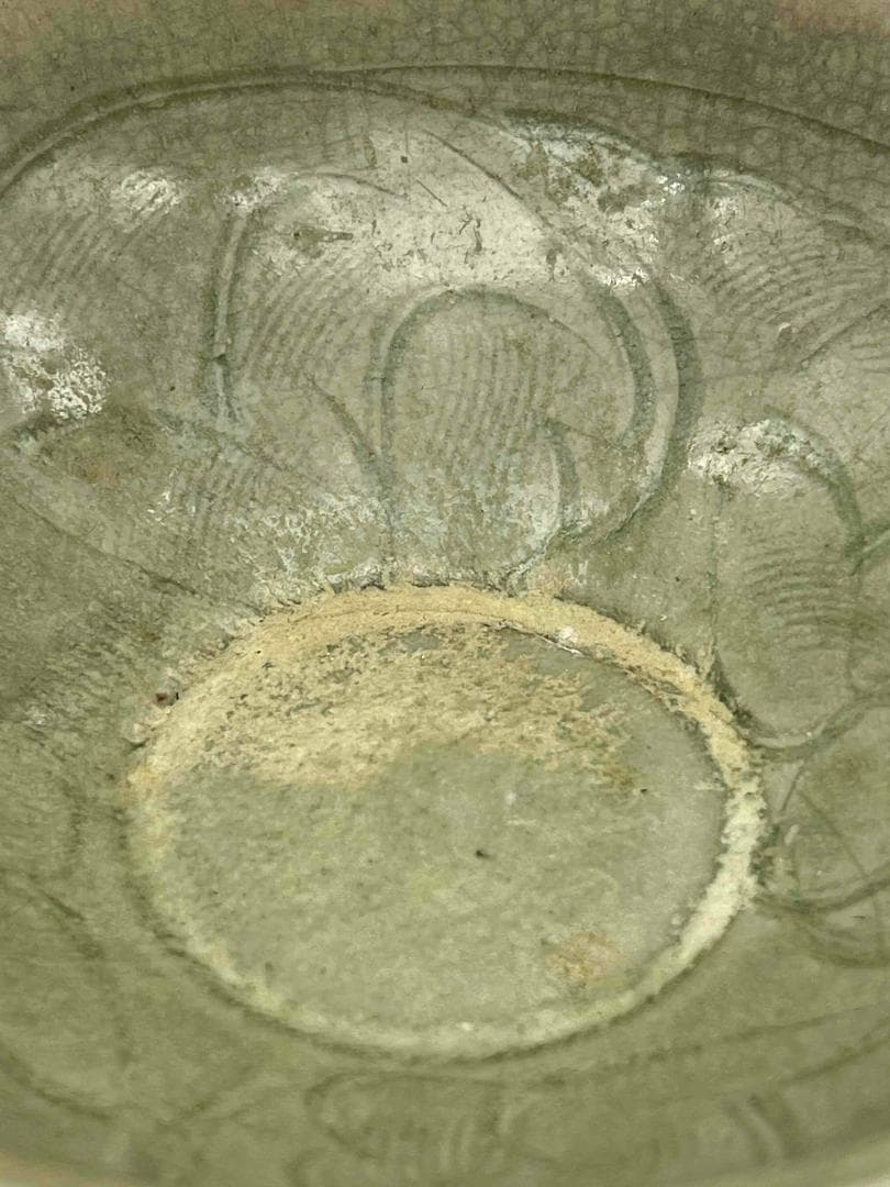 宋時代　青磁　耀州窯刻花碗　鉢　茶碗　唐物　古賞物　時代物(C-77)