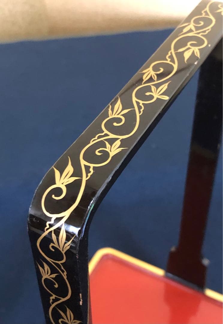 《レ》大正時代 草花蒔絵 提げ重 四段重 木製漆器 木箱　251117え2