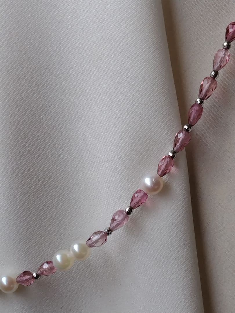 アコヤ真珠ベビーパール、グリーントルマリン、ピンクトルマリン、3WAYネックレス