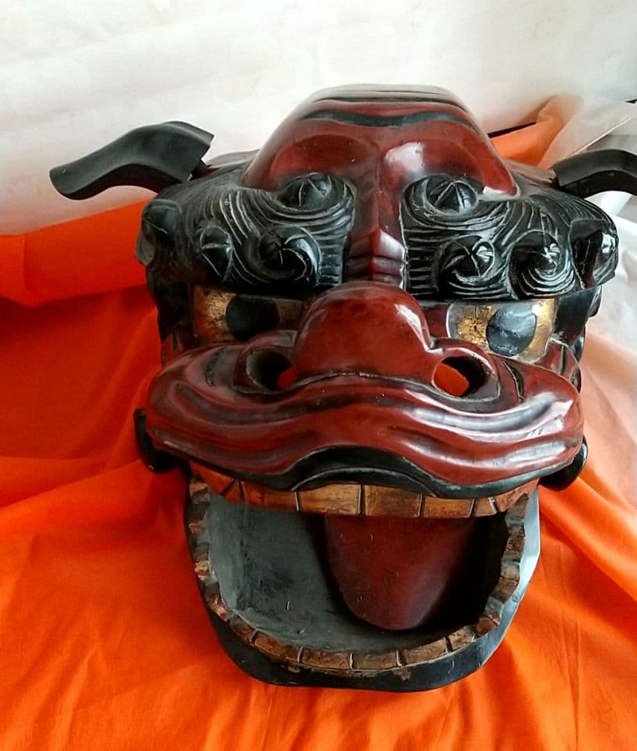 工芸品　木製　獅子頭 獅子舞　雄獅子