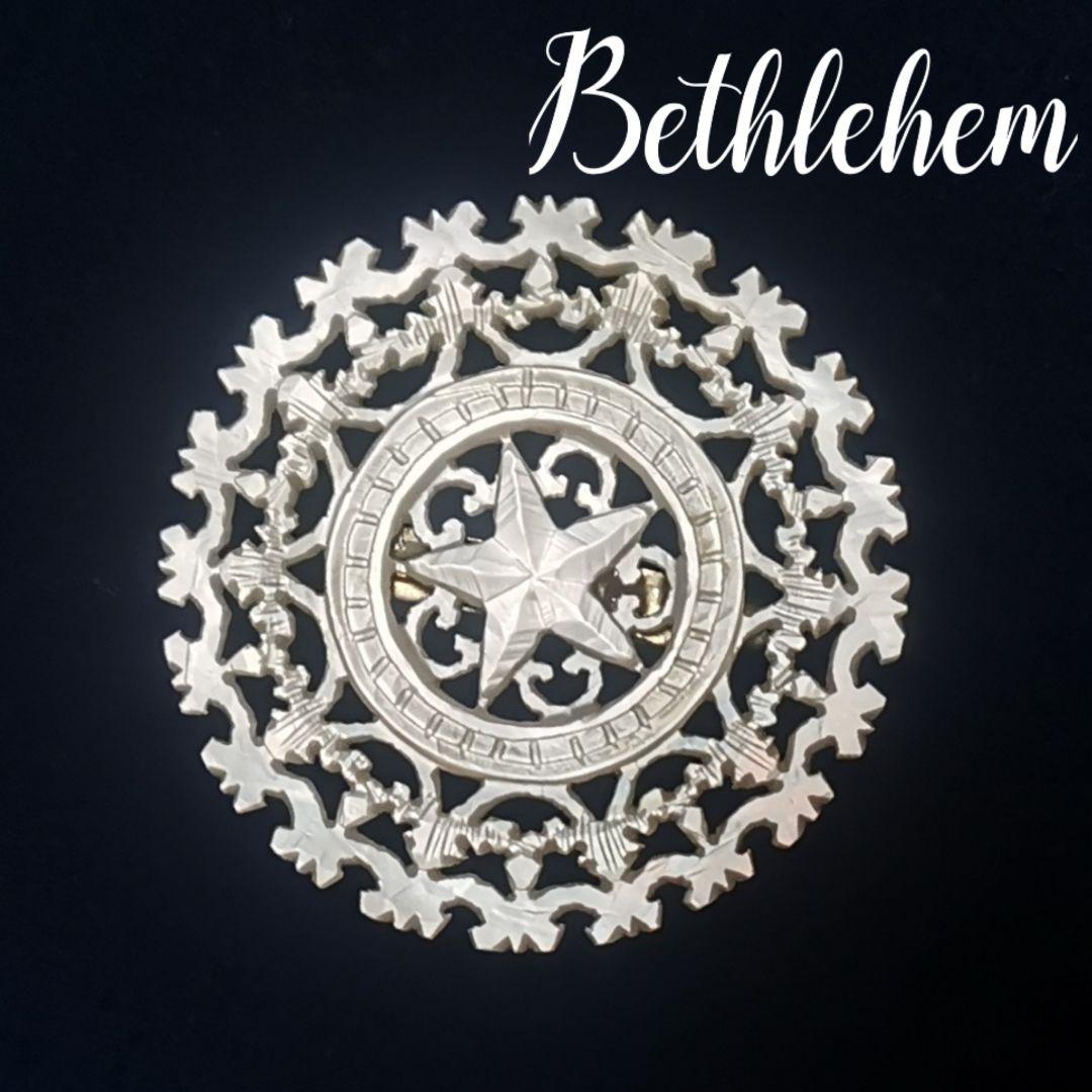 ヴィンテージベツレヘムパール五芒星ブローチ　せかほし