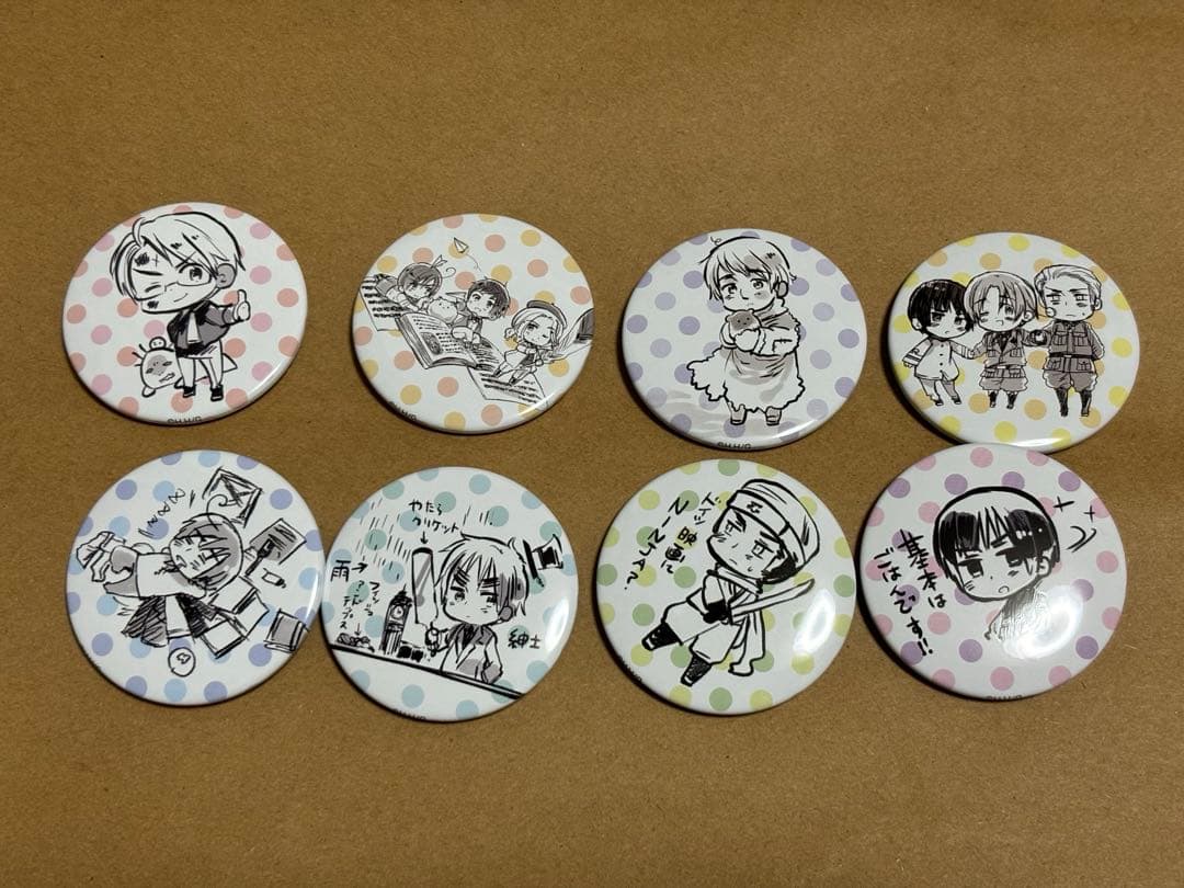 ヘタリア　原作柄　缶バッジ　セット　８種類　日本　イギリス他