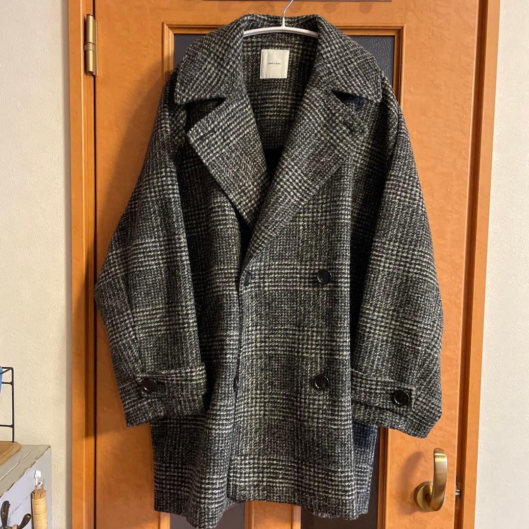 Sada & Gira チェック柄ダブルブレストコート